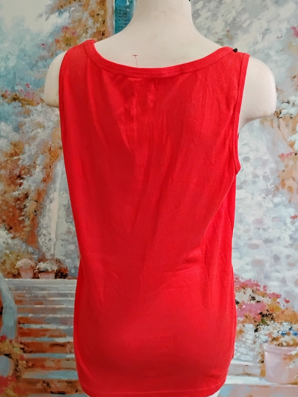 St. John's Bay Red Embellished Ribbed Women's Tank Top - Picture 6 of 7